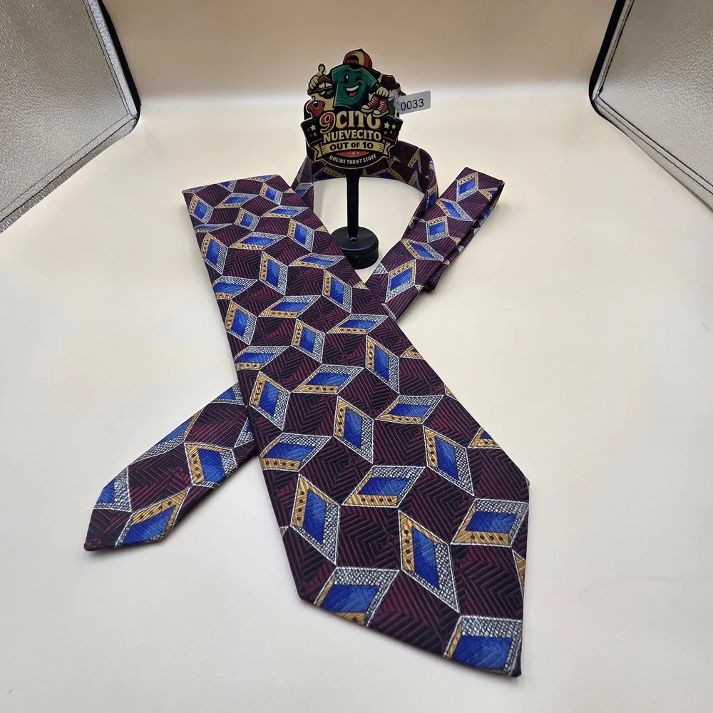 Robert‎ Talbott Best of Class Nordstrom Silk Tie Burgundy Blue Geometric Diamond